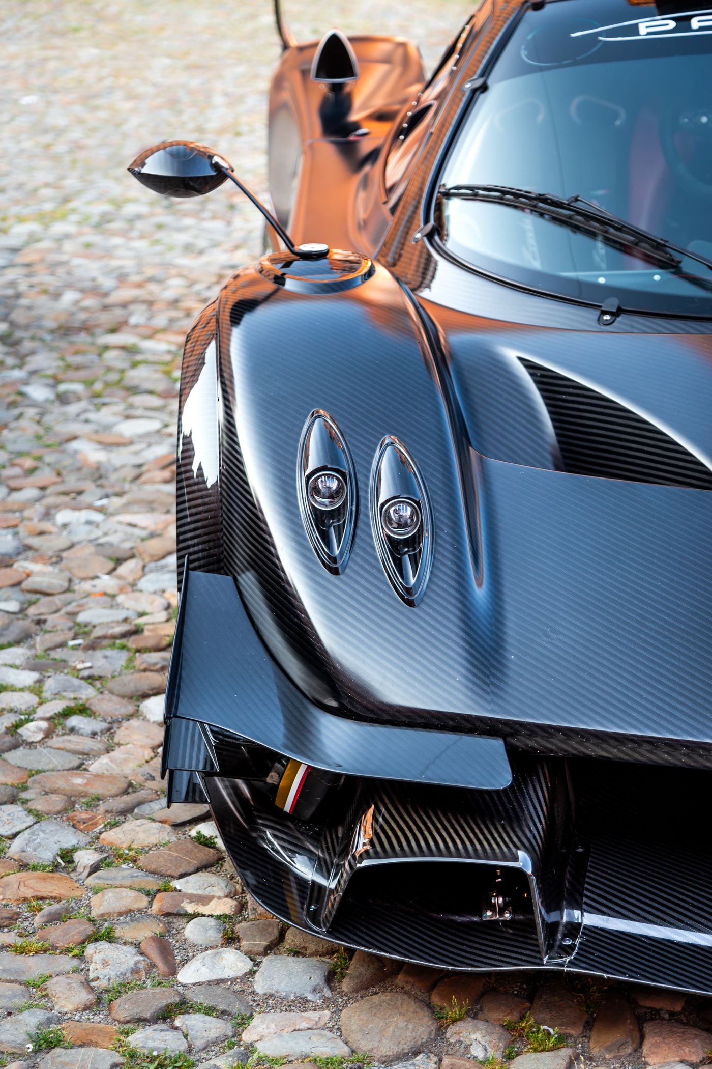 Carbon fibre bodywork on a sports car